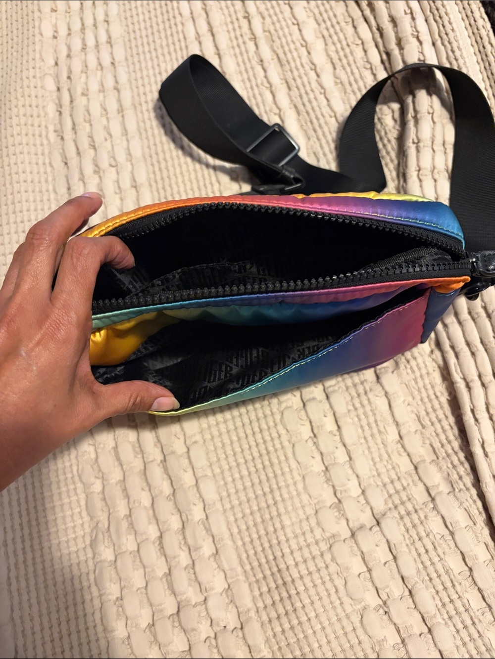 Kurt Geiger Rainbow Quilted Crossbody Belt Bag - Picture 5 of 9